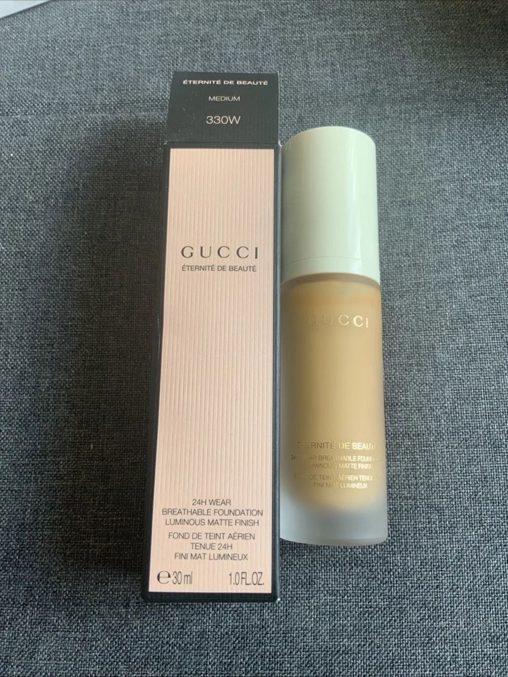 ***Gucci Foundation Bottle — Cream Cap with Warm Brown Shade NWT ***